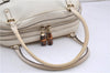 Authentic GUCCI Bamboo Horsebit Shoulder Tote Bag Leather 159398 Ivory 9403F