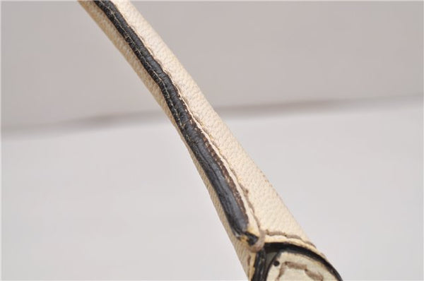 Authentic GUCCI Bamboo Horsebit Shoulder Tote Bag Leather 159398 Ivory 9403F