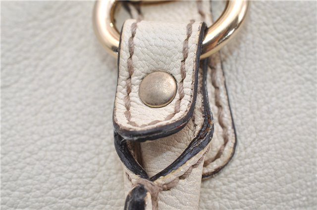 Authentic GUCCI Bamboo Horsebit Shoulder Tote Bag Leather 159398 Ivory 9403F