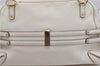Authentic GUCCI Bamboo Horsebit Shoulder Tote Bag Leather 159398 Ivory 9403F