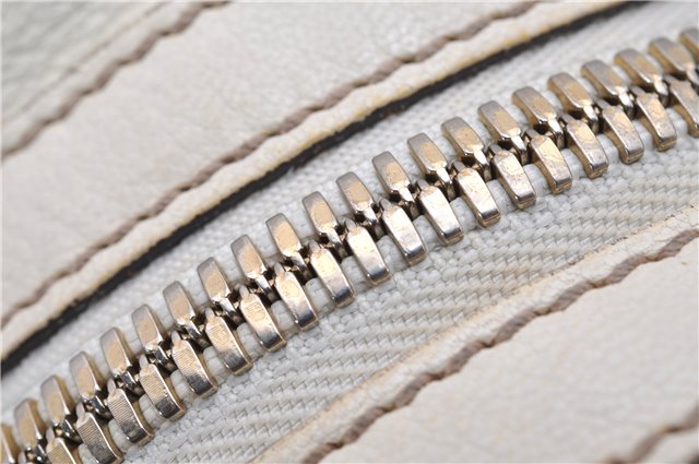 Authentic GUCCI Bamboo Horsebit Shoulder Tote Bag Leather 159398 Ivory 9403F