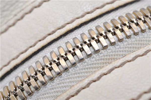 Authentic GUCCI Bamboo Horsebit Shoulder Tote Bag Leather 159398 Ivory 9403F