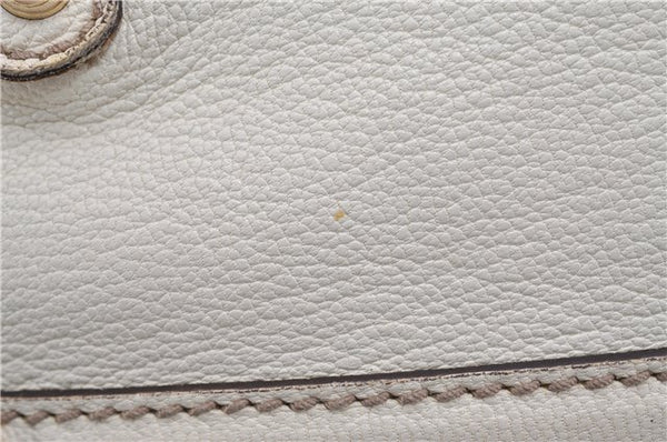 Authentic GUCCI Bamboo Horsebit Shoulder Tote Bag Leather 159398 Ivory 9403F