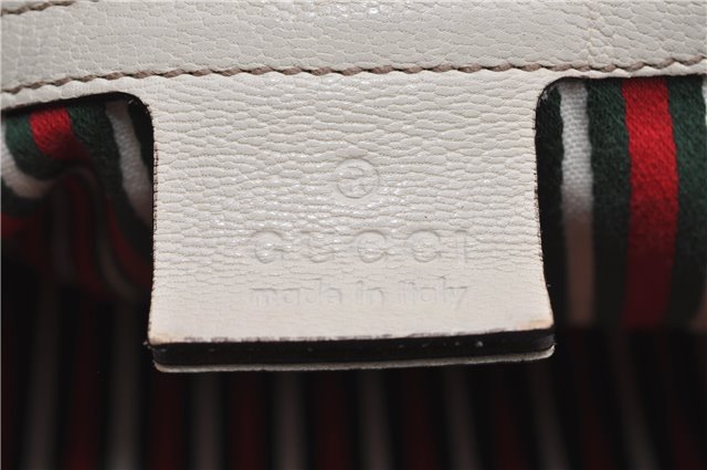 Authentic GUCCI Bamboo Horsebit Shoulder Tote Bag Leather 159398 Ivory 9403F