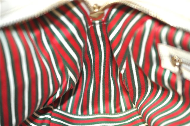 Authentic GUCCI Bamboo Horsebit Shoulder Tote Bag Leather 159398 Ivory 9403F