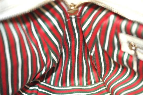 Authentic GUCCI Bamboo Horsebit Shoulder Tote Bag Leather 159398 Ivory 9403F