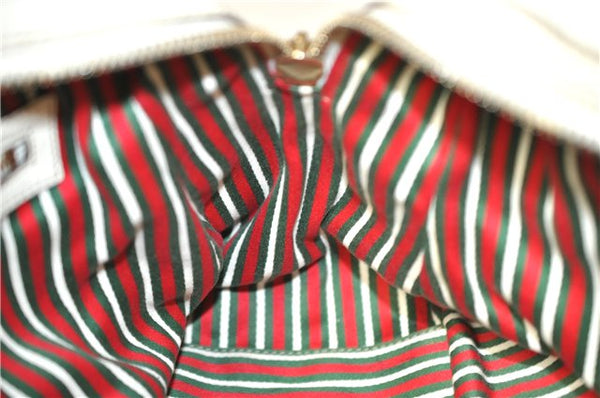 Authentic GUCCI Bamboo Horsebit Shoulder Tote Bag Leather 159398 Ivory 9403F