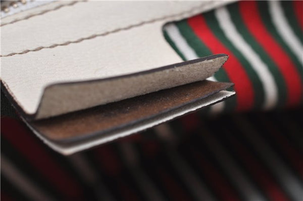 Authentic GUCCI Bamboo Horsebit Shoulder Tote Bag Leather 159398 Ivory 9403F