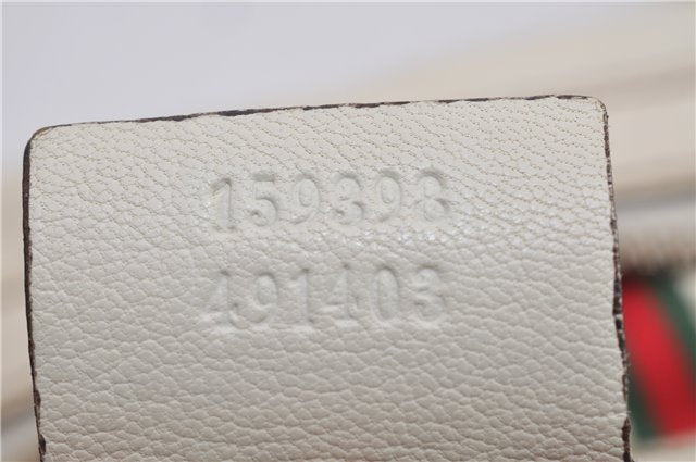 Authentic GUCCI Bamboo Horsebit Shoulder Tote Bag Leather 159398 Ivory 9403F