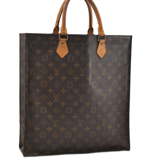 Authentic Louis Vuitton Monogram Sac Plat Hand Bag M51140 LV 9404C