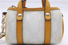 Authentic GUCCI Bag Charm Pouch GG PVC Leather White Yellow 9417D