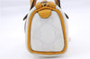 Authentic GUCCI Bag Charm Pouch GG PVC Leather White Yellow 9417D