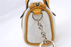 Authentic GUCCI Bag Charm Pouch GG PVC Leather White Yellow 9417D