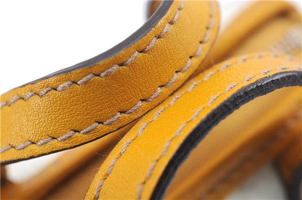 Authentic GUCCI Bag Charm Pouch GG PVC Leather White Yellow 9417D