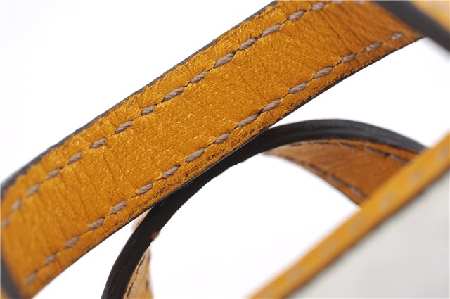 Authentic GUCCI Bag Charm Pouch GG PVC Leather White Yellow 9417D