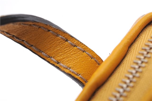 Authentic GUCCI Bag Charm Pouch GG PVC Leather White Yellow 9417D