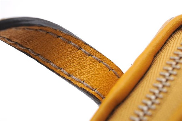 Authentic GUCCI Bag Charm Pouch GG PVC Leather White Yellow 9417D