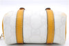 Authentic GUCCI Bag Charm Pouch GG PVC Leather White Yellow 9417D