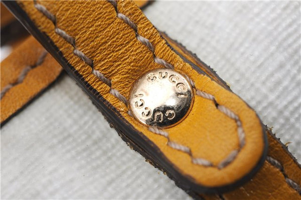 Authentic GUCCI Bag Charm Pouch GG PVC Leather White Yellow 9417D