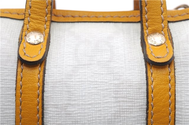 Authentic GUCCI Bag Charm Pouch GG PVC Leather White Yellow 9417D