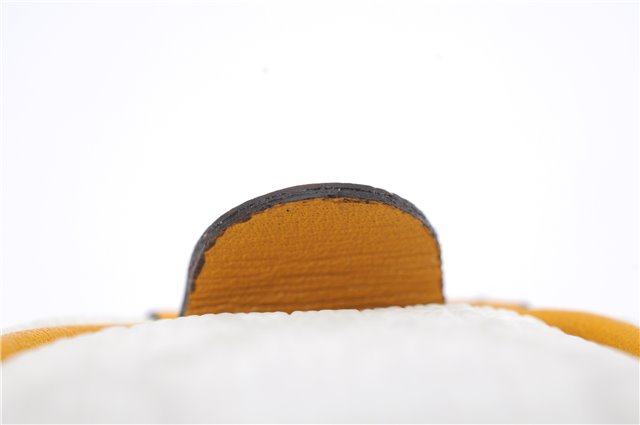 Authentic GUCCI Bag Charm Pouch GG PVC Leather White Yellow 9417D