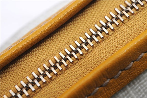 Authentic GUCCI Bag Charm Pouch GG PVC Leather White Yellow 9417D