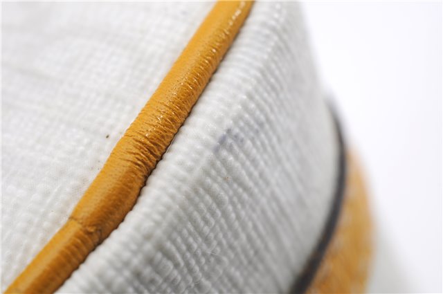 Authentic GUCCI Bag Charm Pouch GG PVC Leather White Yellow 9417D