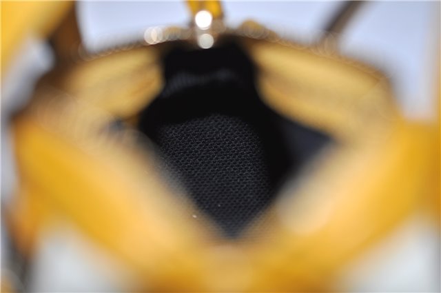 Authentic GUCCI Bag Charm Pouch GG PVC Leather White Yellow 9417D