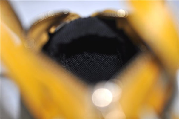 Authentic GUCCI Bag Charm Pouch GG PVC Leather White Yellow 9417D