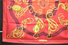 Authentic HERMES Carre 90 Scarf Crest Emblem Motif Silk Red 9419D