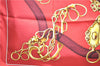 Authentic HERMES Carre 90 Scarf Crest Emblem Motif Silk Red 9419D