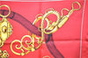 Authentic HERMES Carre 90 Scarf Crest Emblem Motif Silk Red 9419D