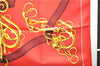 Authentic HERMES Carre 90 Scarf Crest Emblem Motif Silk Red 9419D