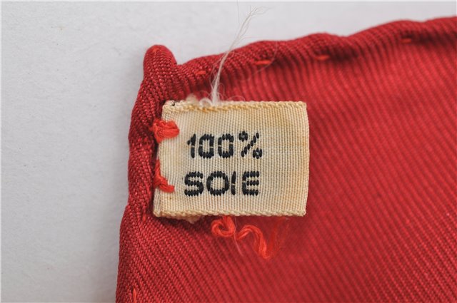 Authentic HERMES Carre 90 Scarf Crest Emblem Motif Silk Red 9419D