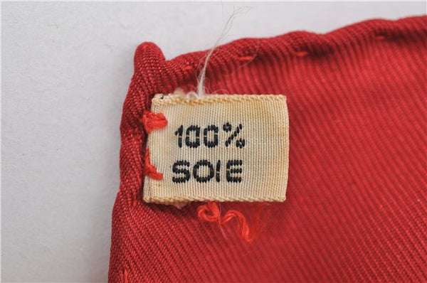 Authentic HERMES Carre 90 Scarf Crest Emblem Motif Silk Red 9419D