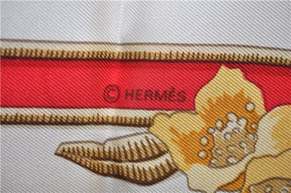 Authentic HERMES Carre 90 Scarf "Caraibes" Silk Red 9420D