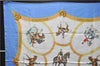 Auth HERMES Carre 90 Scarf "ECOLE FRANCAISE D'EQUITATION" Silk Light Blue 9421D