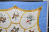 Auth HERMES Carre 90 Scarf "ECOLE FRANCAISE D'EQUITATION" Silk Light Blue 9421D