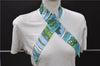 Auth HERMES Twilly Scarf "JEU DES OMNIBUS ET DAMES BLANCHES" Silk Green 9423D