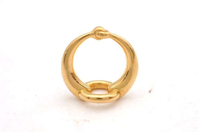 Authentic HERMES Scarf Ring Moris Circle Design Gold Box 9425D