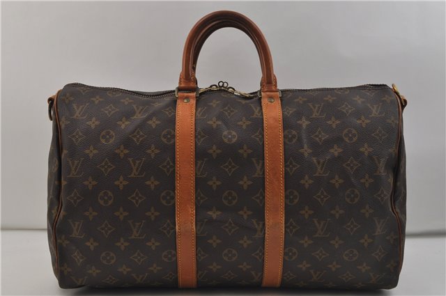 Auth Louis Vuitton Monogram Keepall Bandouliere 45 Boston Bag M41418 LV 9435D