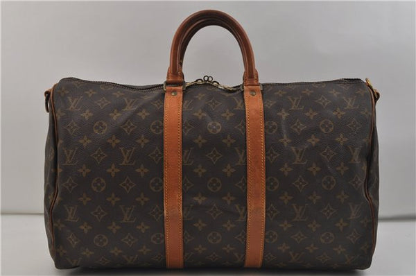 Auth Louis Vuitton Monogram Keepall Bandouliere 45 Boston Bag M41418 LV 9435D