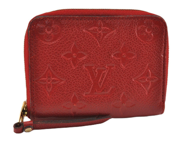 Authentic Louis Vuitton Monogram Empreinte Zippy Coin Purse Red M63696 LV 9435F