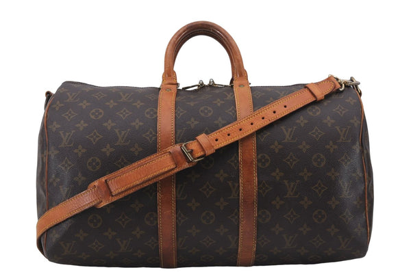 Auth Louis Vuitton Monogram Keepall Bandouliere 45 Boston Bag M41418 LV 9436D