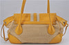 Authentic PRADA Raffia Leather Hand Shoulder Bag Beige Yellow 9444F