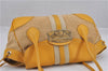 Authentic PRADA Raffia Leather Hand Shoulder Bag Beige Yellow 9444F