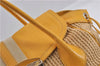 Authentic PRADA Raffia Leather Hand Shoulder Bag Beige Yellow 9444F