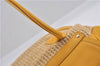 Authentic PRADA Raffia Leather Hand Shoulder Bag Beige Yellow 9444F