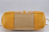 Authentic PRADA Raffia Leather Hand Shoulder Bag Beige Yellow 9444F