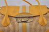 Authentic PRADA Raffia Leather Hand Shoulder Bag Beige Yellow 9444F